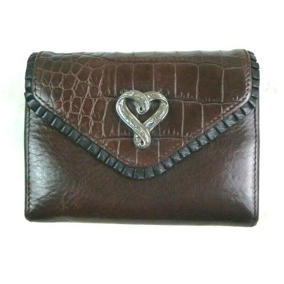 Brighton Leather Wallet Brown Crocodile Reptile - Picture 1 of 8
